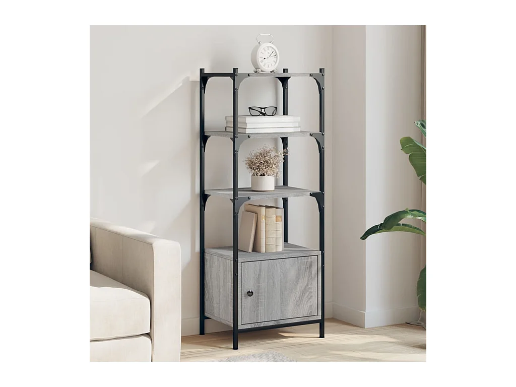 Bibliothèque | Etagère de rangement | Meuble de rangement à 3 niveaux sonoma gris 41x30x109,5 cm