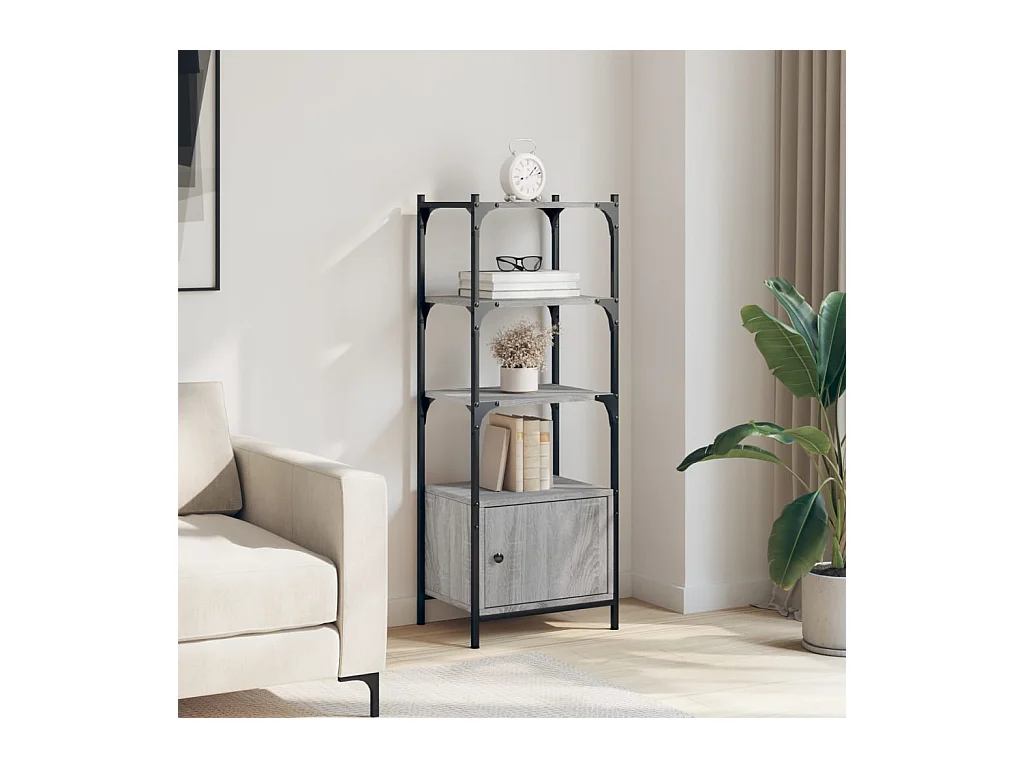 Bibliothèque | Etagère de rangement | Meuble de rangement à 3 niveaux sonoma gris 41x30x109,5 cm
