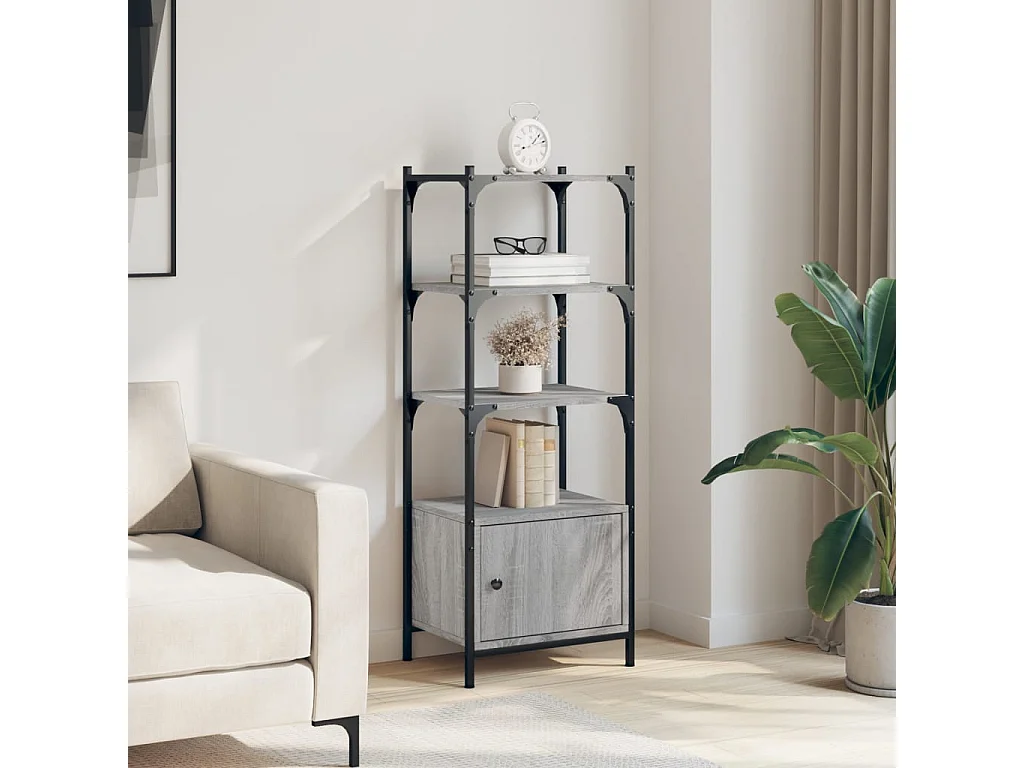 Bibliothèque | Etagère de rangement | Meuble de rangement à 3 niveaux sonoma gris 41x30x109,5 cm