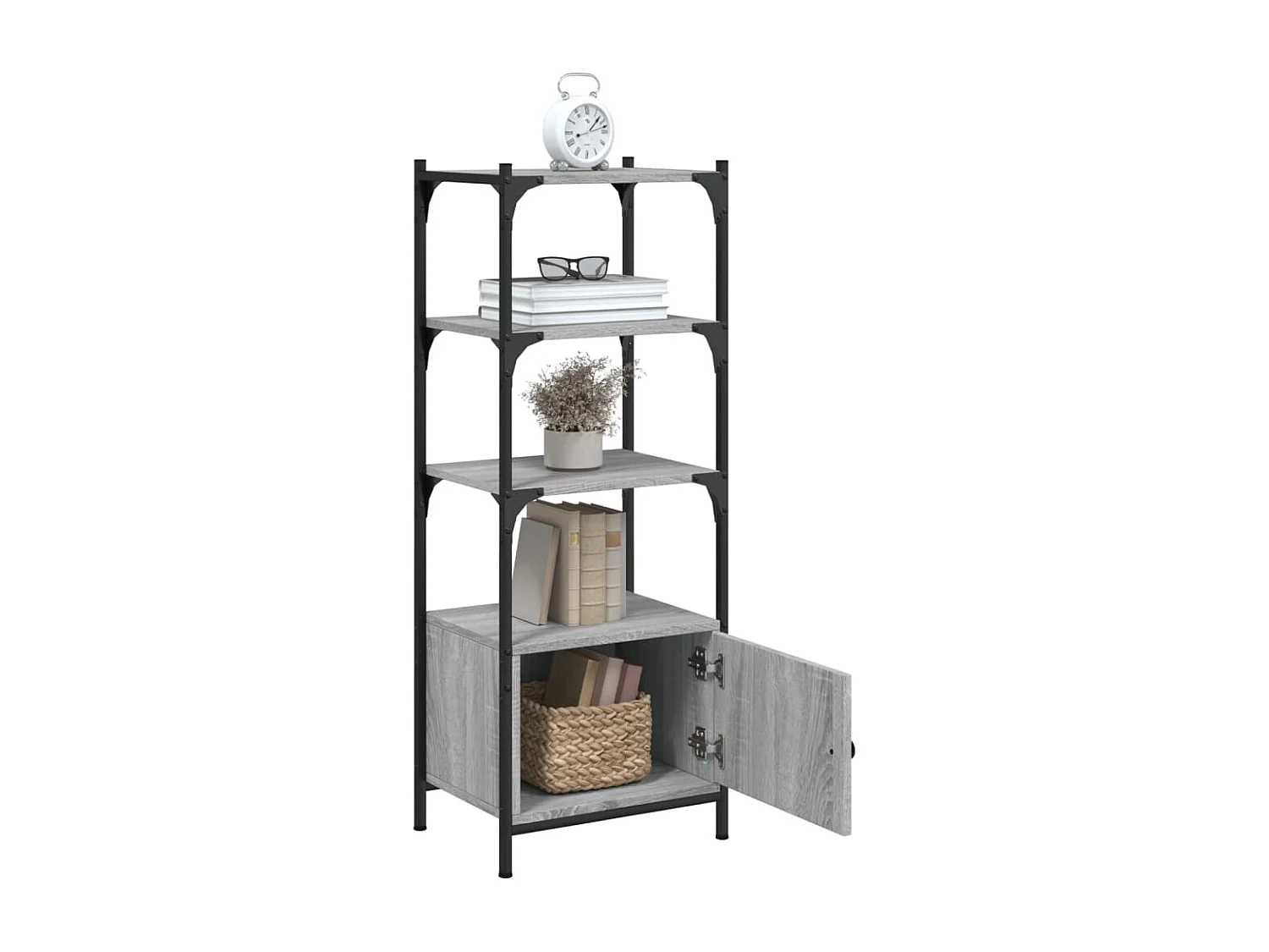 Bibliothèque | Etagère de rangement | Meuble de rangement à 3 niveaux sonoma gris 41x30x109,5 cm