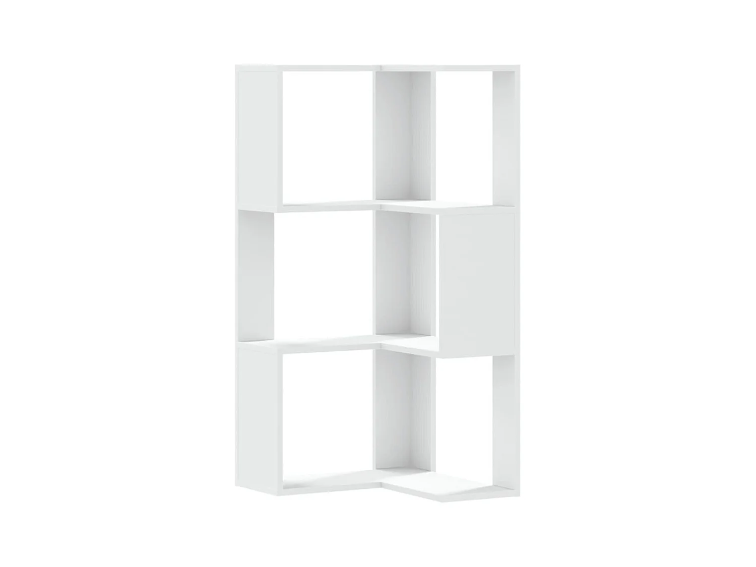 Bibliothèque d'angle | Etagère de rangement | Meuble de rangement à 3 niveaux blanc bois d'ingénierie