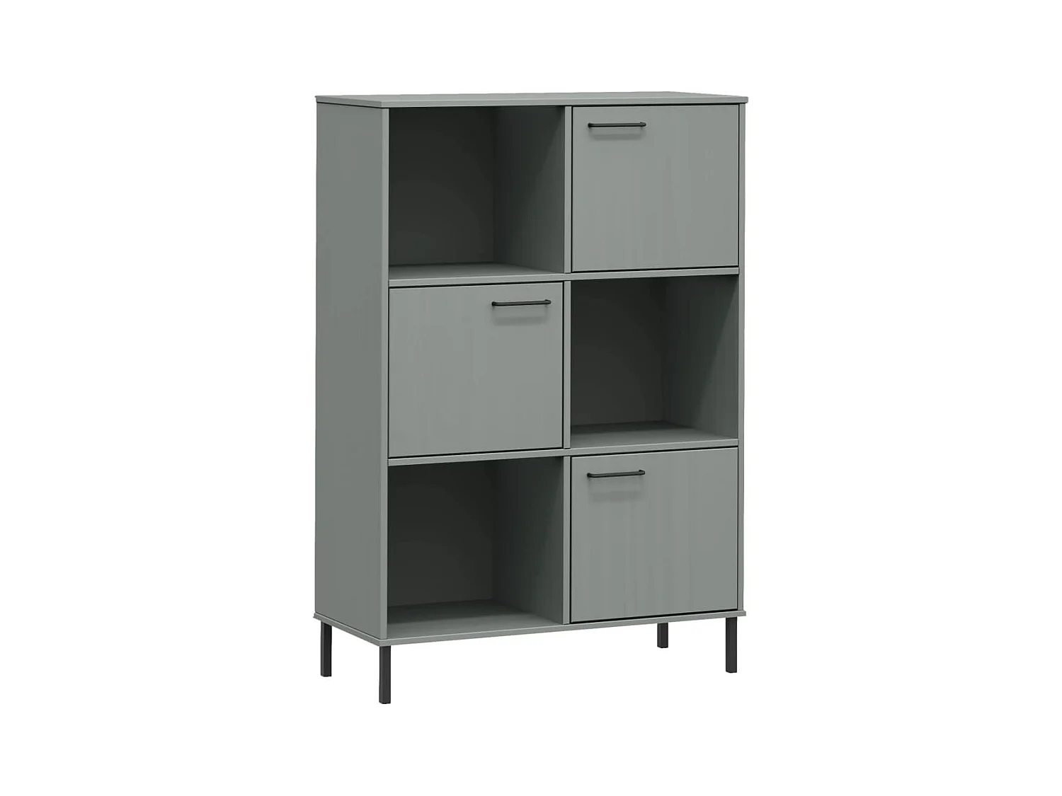 Bibliothèque | Etagère de rangement | Meuble de rangement avec pieds en métal Gris 90x35x128,5 cm Bois OSLO