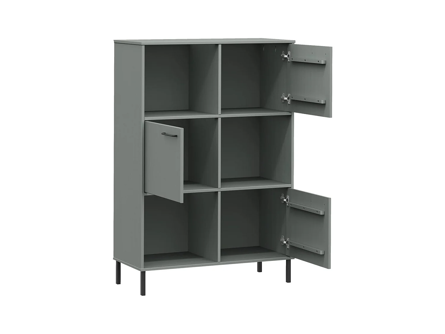 Bibliothèque | Etagère de rangement | Meuble de rangement avec pieds en métal Gris 90x35x128,5 cm Bois OSLO