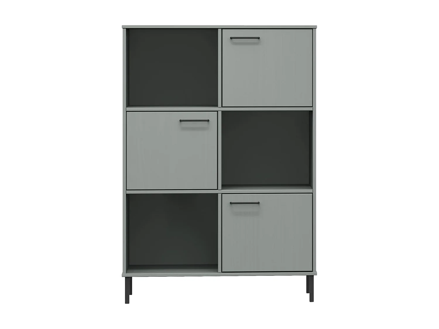 Bibliothèque | Etagère de rangement | Meuble de rangement avec pieds en métal Gris 90x35x128,5 cm Bois OSLO