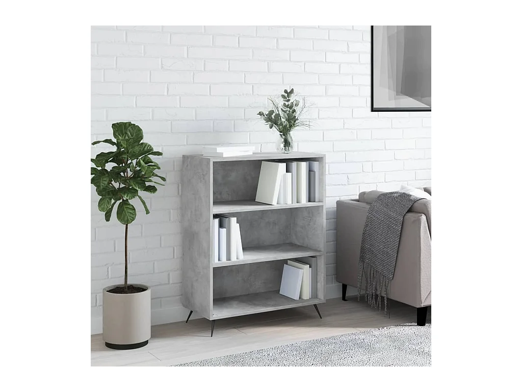 Libreria | Scaffale | Mobile di stoccaggio Grigio Cemento 69,5x32,5x90 cm in Legno Multistrato