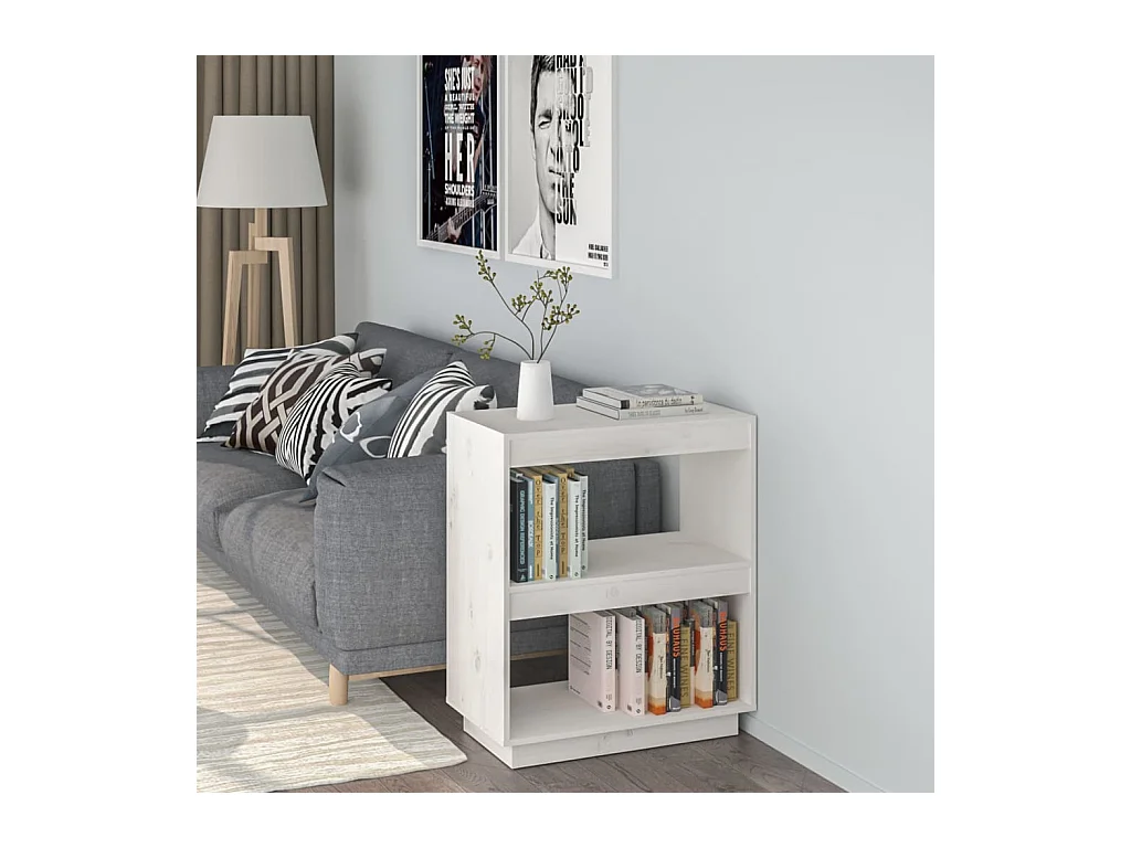 Bibliothèque | Etagère de rangement | Meuble de rangement Blanc 60x35x71 cm Bois de pin massif