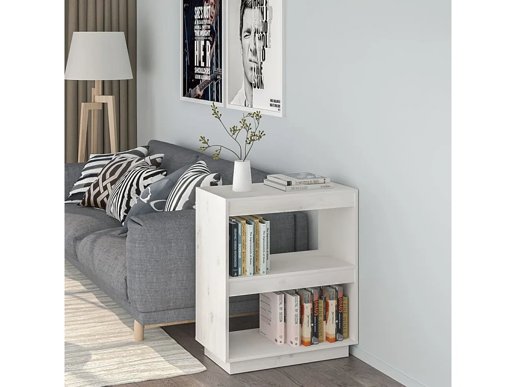 Bibliothèque | Etagère de rangement | Meuble de rangement Blanc 60x35x71 cm Bois de pin massif