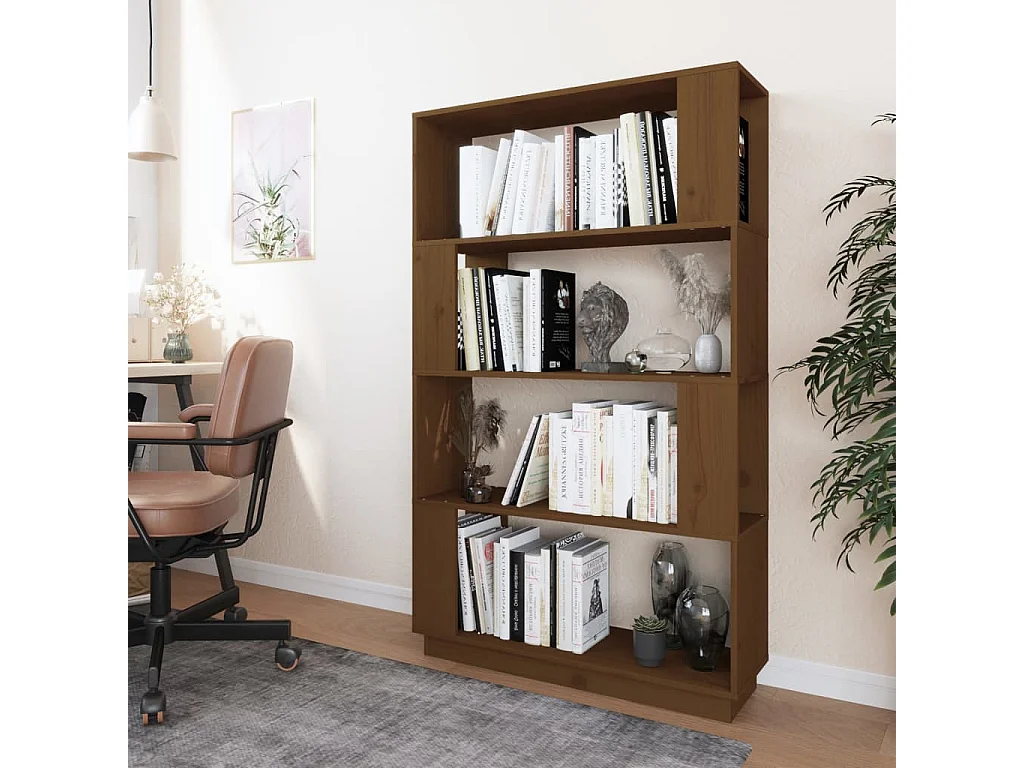 Libreria | Scaffale | Mobile di stoccaggio Divisorio Ambrato 80x25x132 cm Legno Massello di Pino