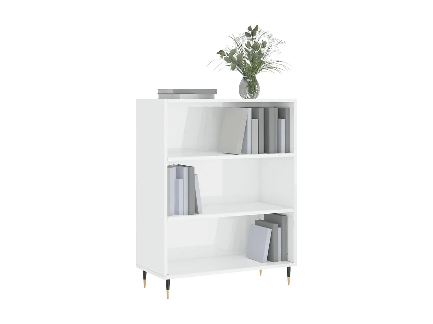 Libreria | Scaffale | Mobile di stoccaggio Bianco Lucido 69,5x32,5x90 cm in Legno Multistrato