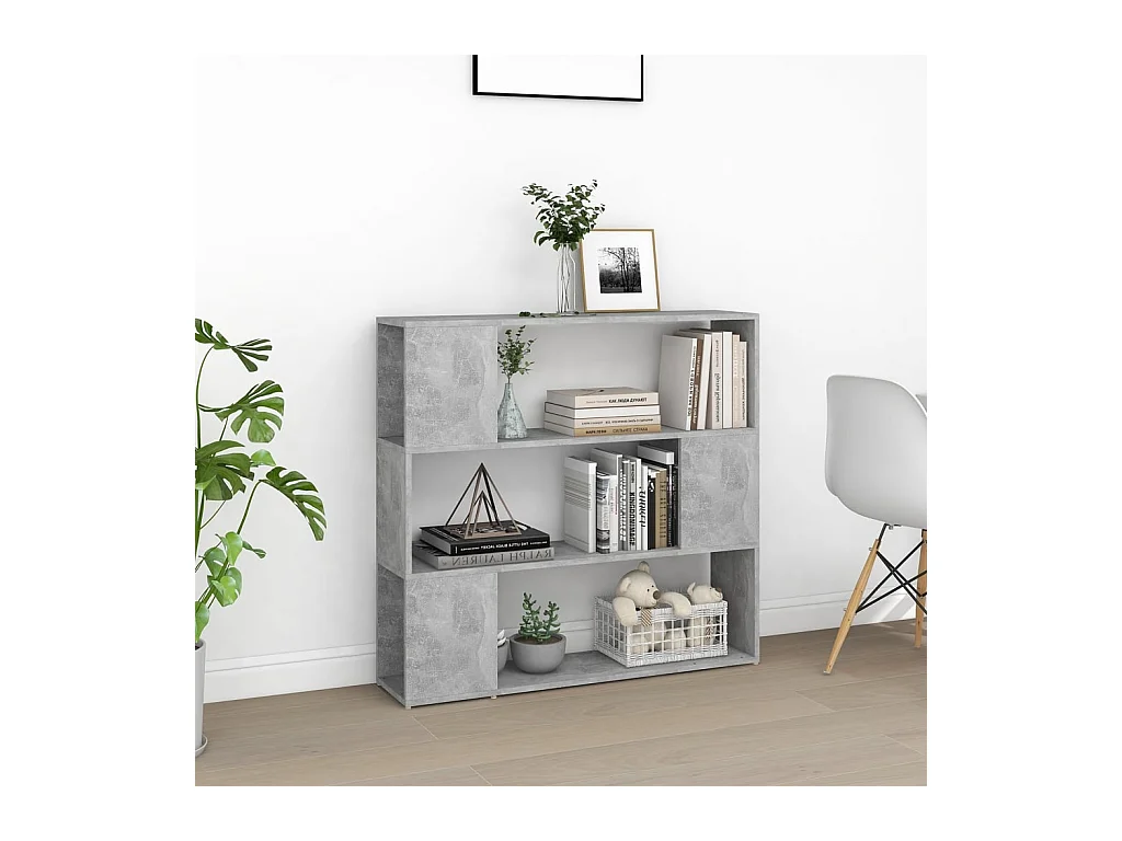 Bibliothèque | Etagère de rangement | Meuble de rangement Gris béton 100x24x94 cm