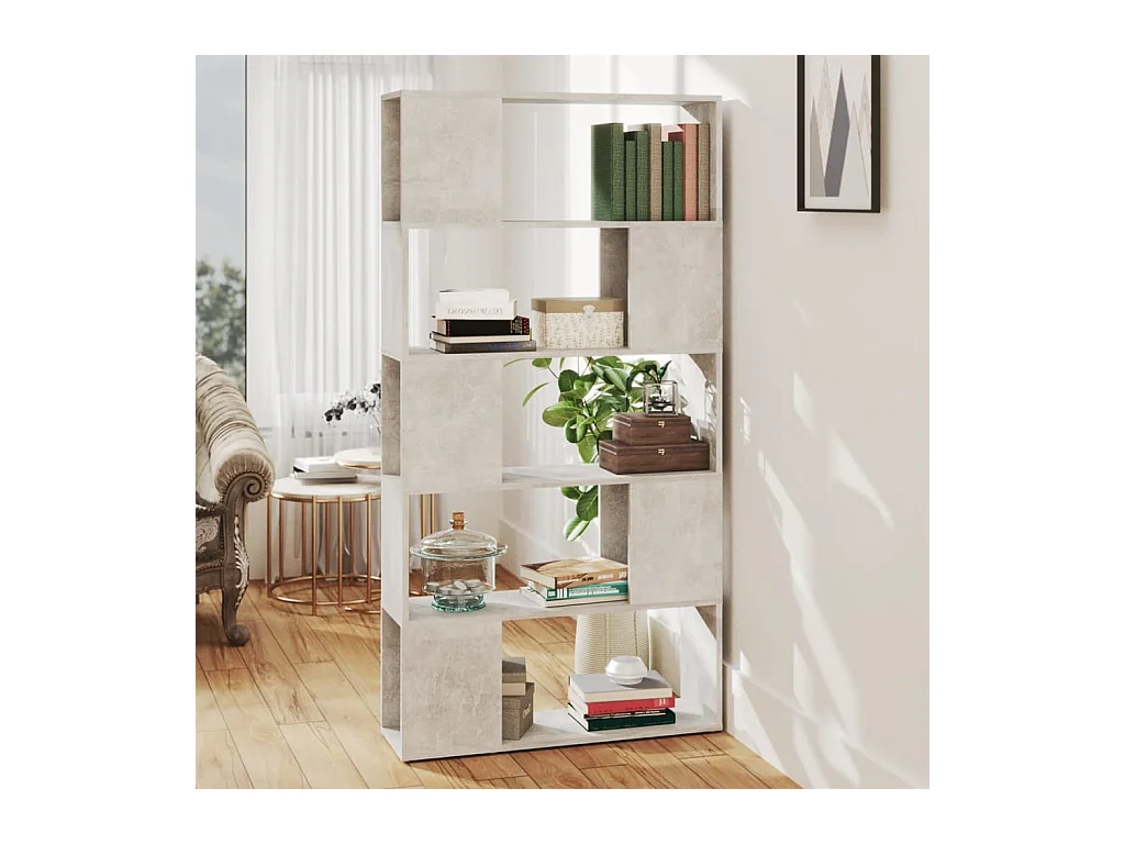 Libreria | Scaffale | Mobile di stoccaggio Divisorio Grigio Cemento 80x24x155 cm in Truciolato