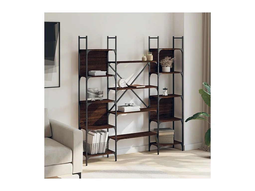 Bibliothèque | Etagère de rangement | Meuble de rangement chêne marron 155,5x24x166,5 cm bois d'ingénierie