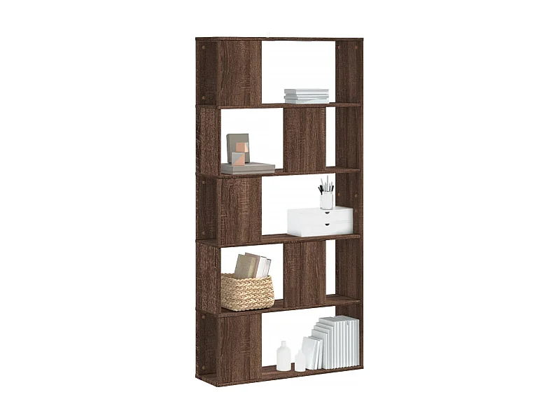 Bibliothèque | Etagère de rangement | Meuble de rangement 5 niveaux chêne marron bois ingénierie