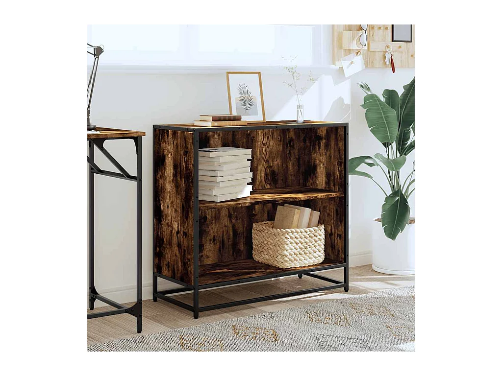 Bibliothèque | Etagère de rangement | Meuble de rangement chêne fumé 80,5x35x76 cm bois d'ingénierie