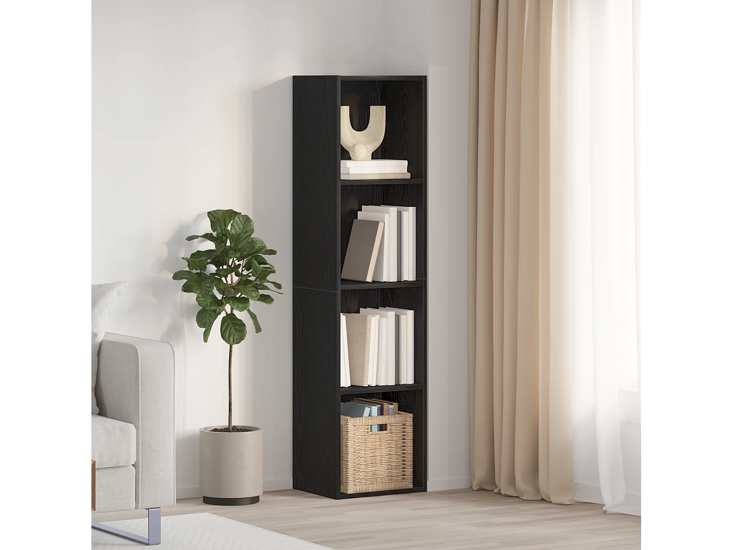 Bibliothèque | Armoire de Télé Chêne Noir 36x30x143 cm