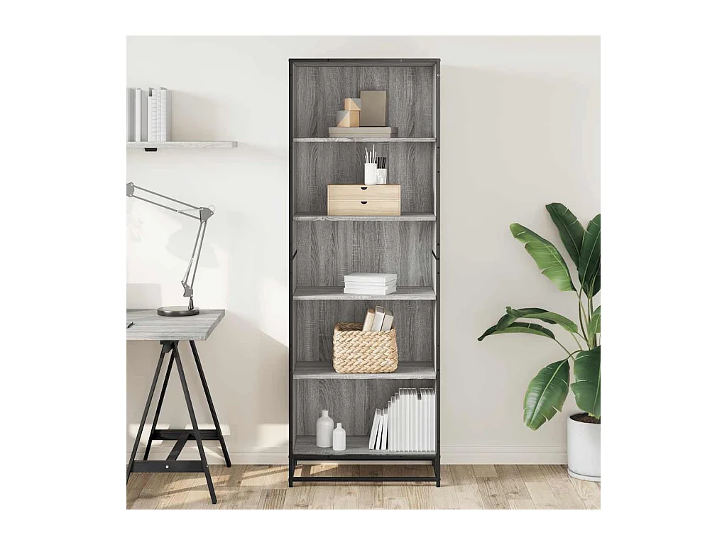 Bibliothèque | Etagère de rangement | Meuble de rangement sonoma gris 60x35x170,5 cm bois d'ingénierie