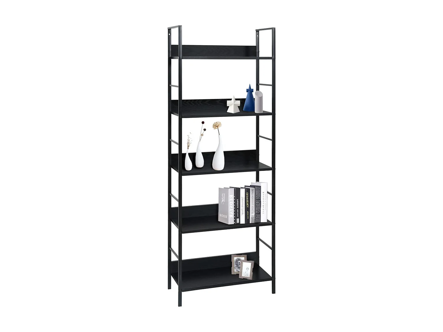 Armadio per Libri | Scaffale Libri | Mobile di stoccaggio 5 Ripiani Nero 60x27,6x128,5cm Legno Multistrato