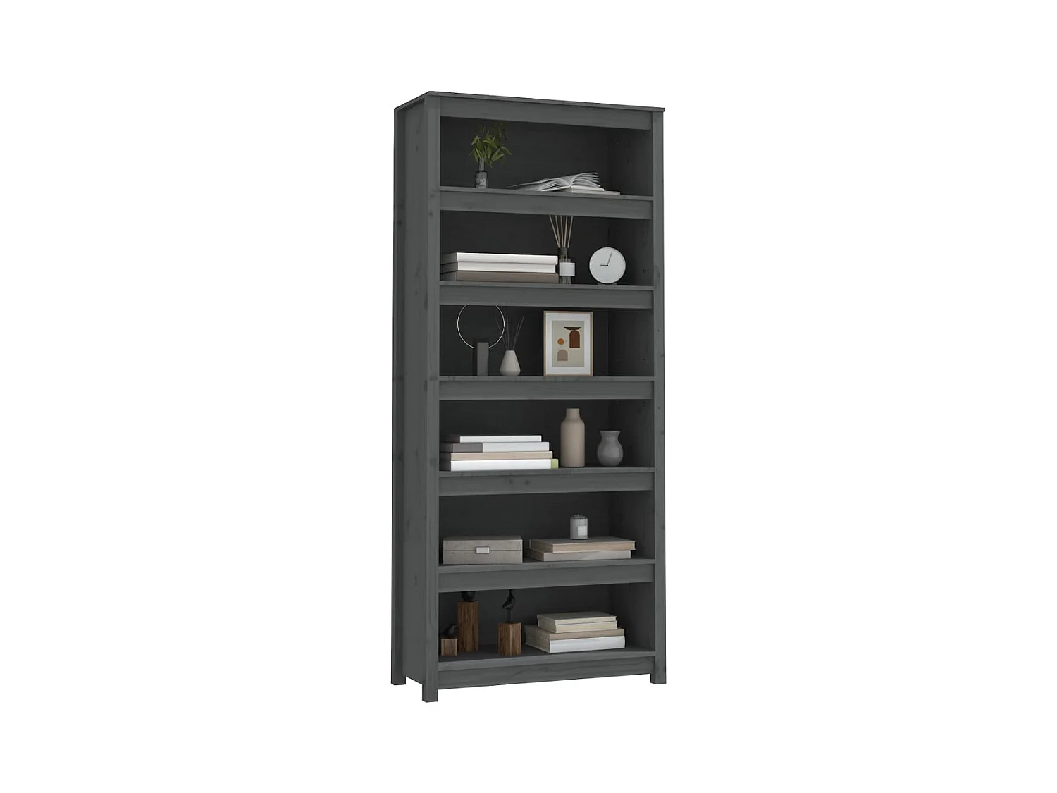 Bibliothèque | Etagère de rangement | Meuble de rangement Gris 80x35x183 cm Bois de pin massif