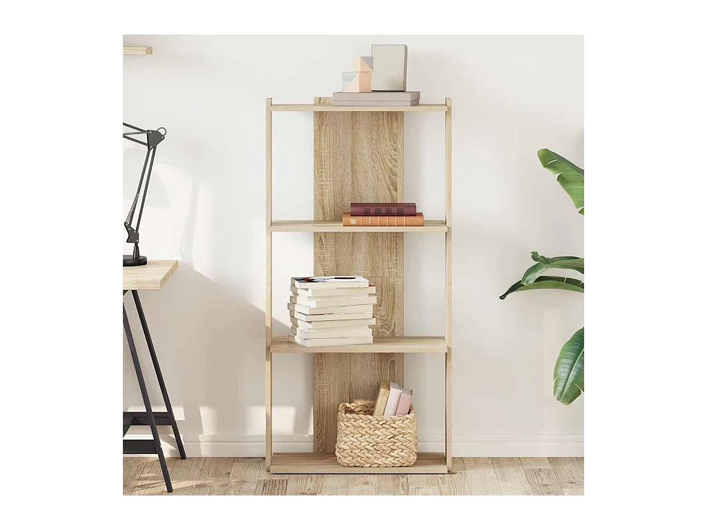 Bibliothèque | Etagère de rangement | Meuble de rangement à 3 niveaux chêne sonoma 60x30x120 cm