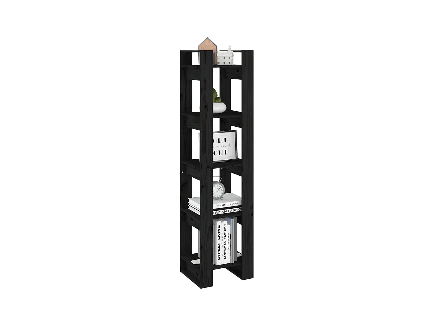 Bibliothèque | Etagère de rangement | Meuble de rangement Noir 41x35x160 cm Pin massif