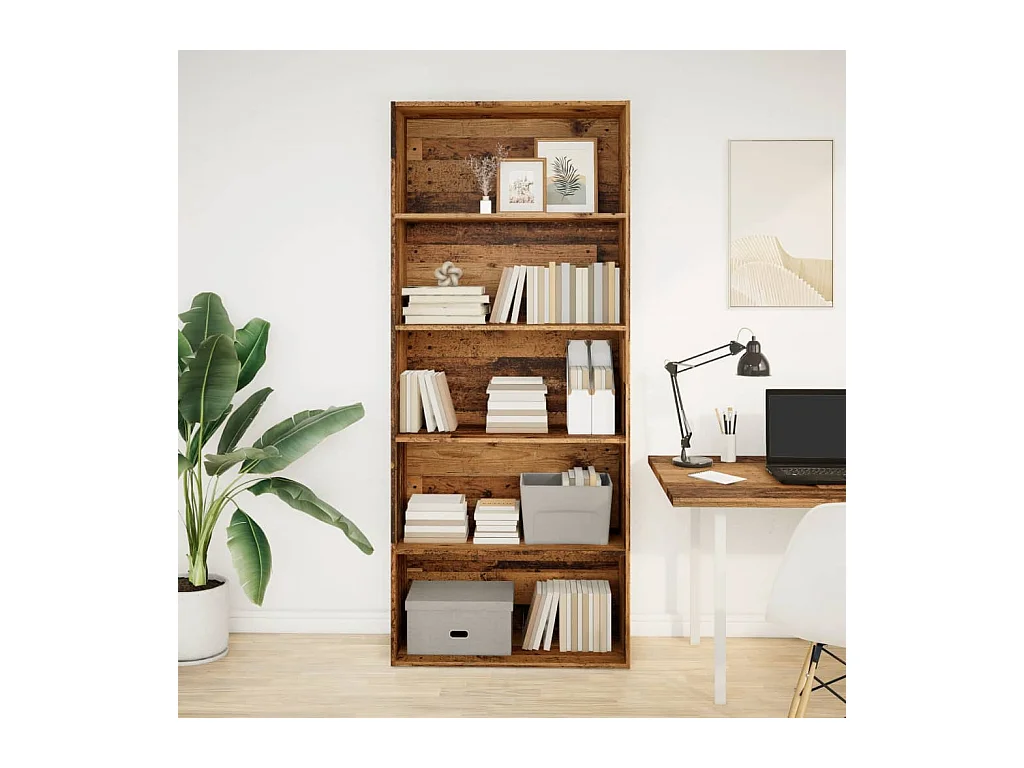 Bibliothèque | Etagère de rangement | Meuble de rangement vieux bois 80x30x189 cm bois d'ingénierie