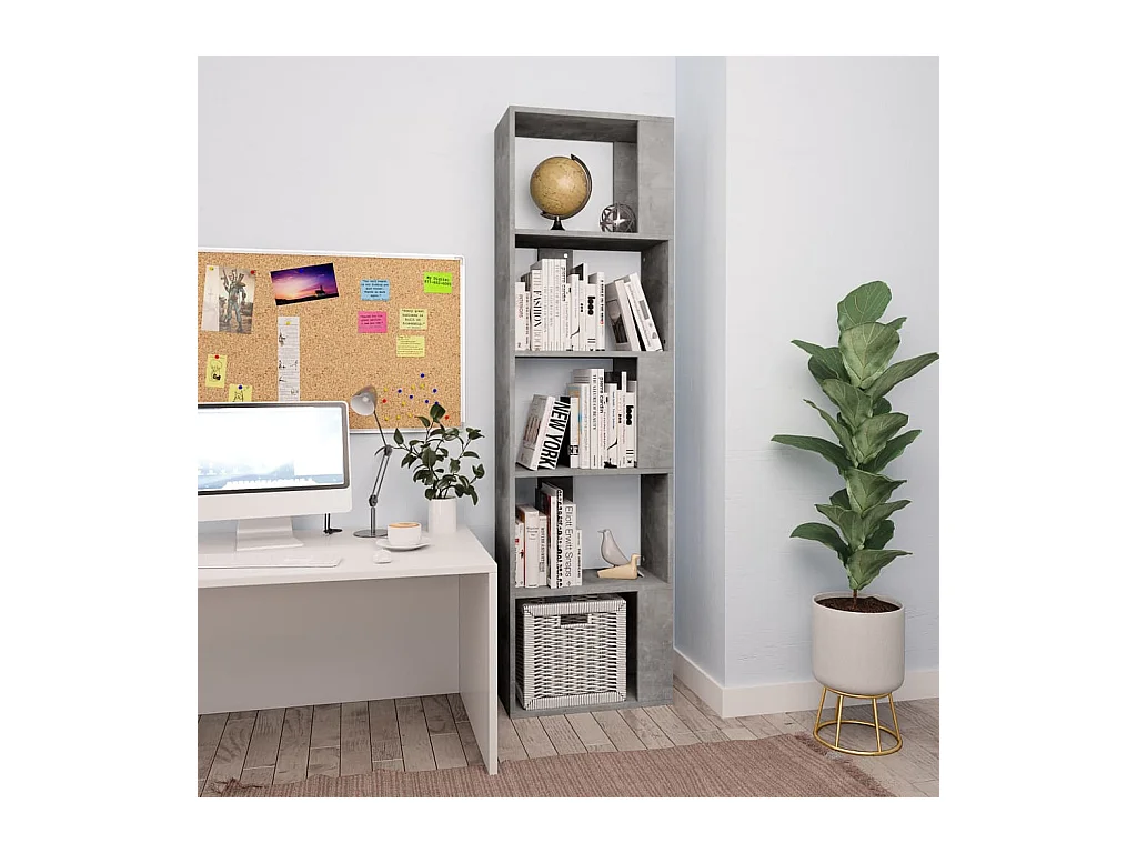 Bibliothèque | Etagère de rangement | Meuble de rangement Gris béton Bois d’ingénierie