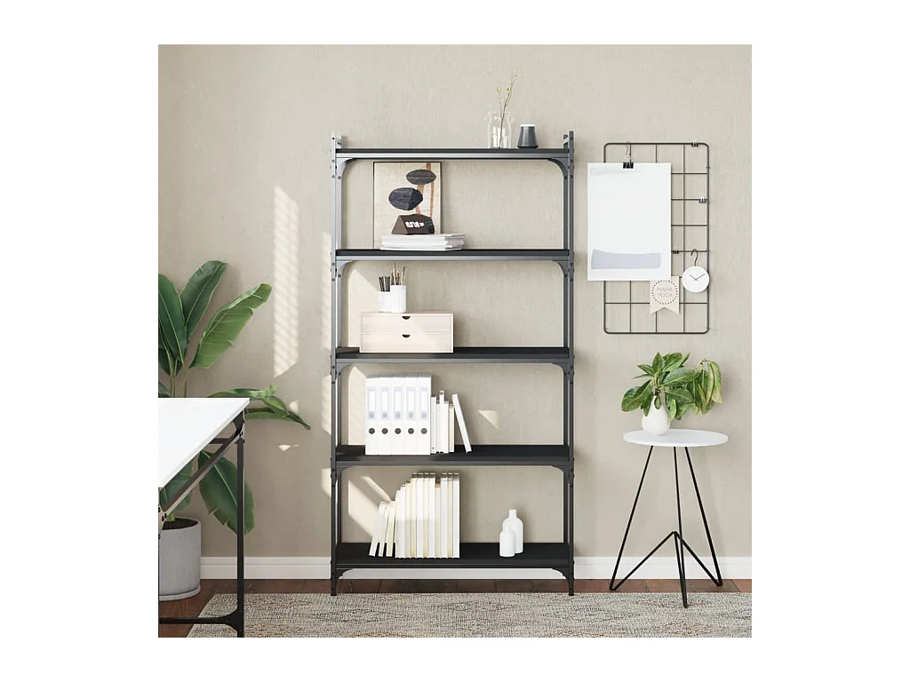 Bibliothèque | Etagère de rangement | Meuble de rangement 5 niveaux noir 80x30x154 cm bois d'ingénierie