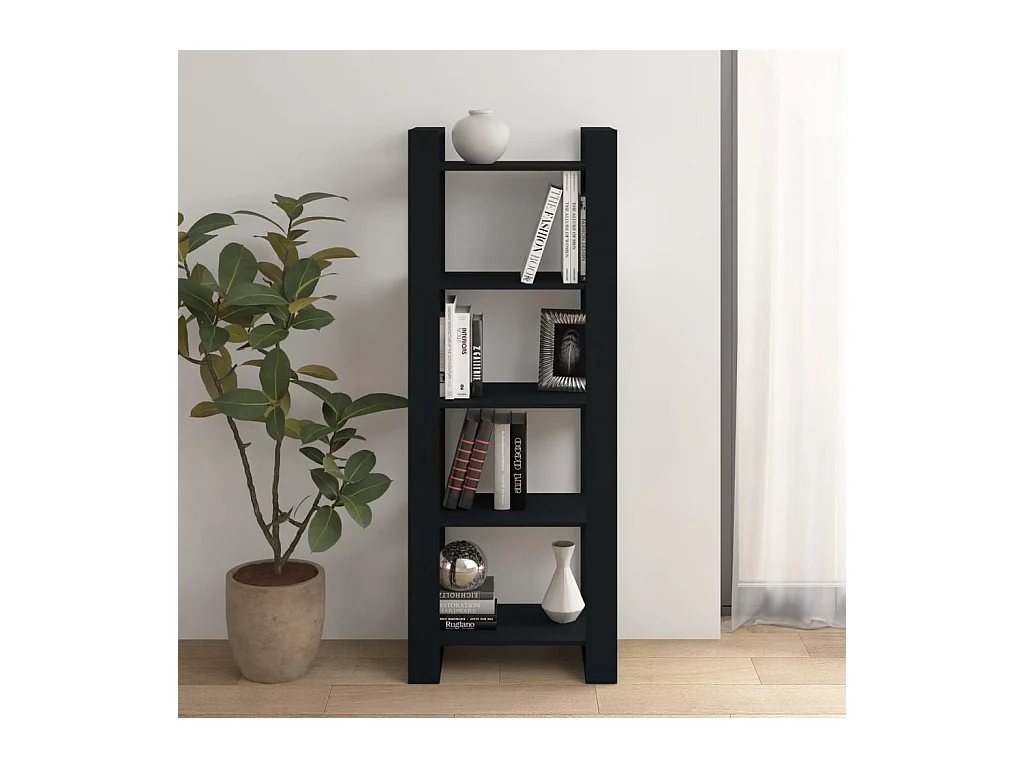 Libreria | Scaffale | Mobile di stoccaggio Divisorio Nero 60x35x160 cm Legno Massello