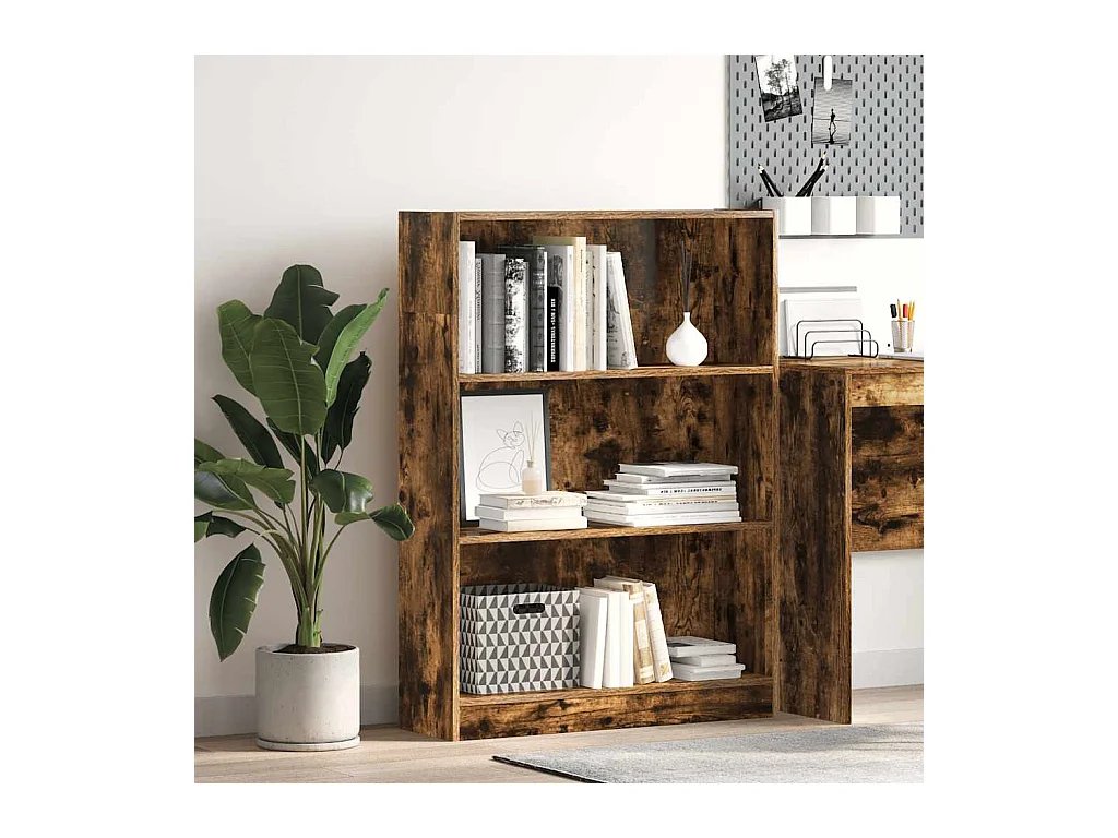 Libreria | Scaffale | Mobile di stoccaggio Rovere Fumo 80x24x109 cm in Legno Multistrato