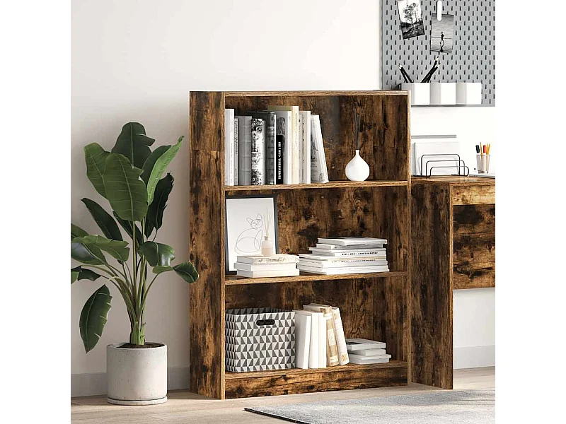 Bibliothèque | Etagère de rangement | Meuble de rangement chêne fumé 80x24x109 cm bois d'ingénierie