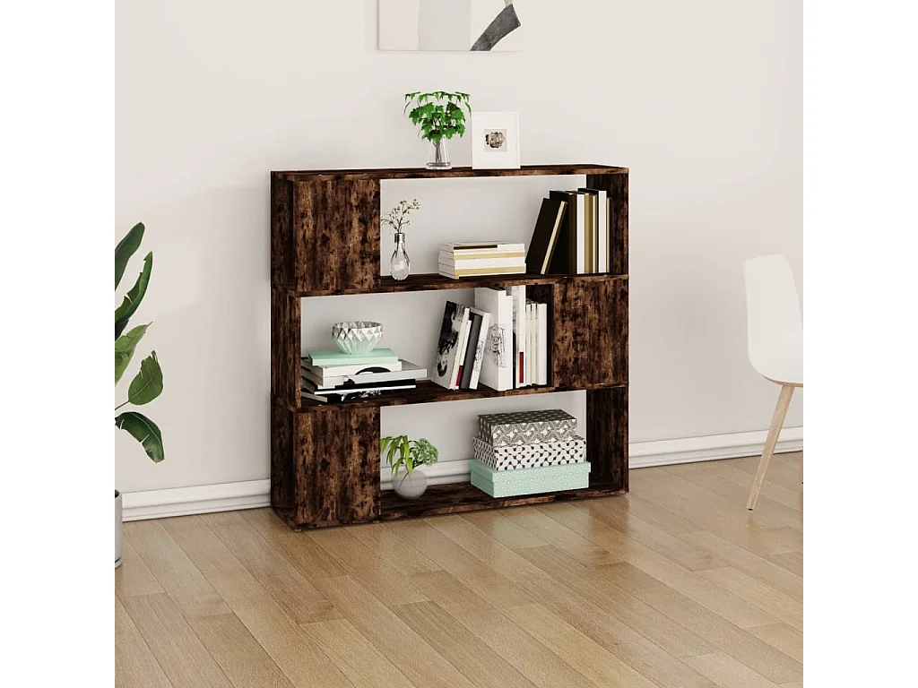 Libreria | Scaffale | Mobile di stoccaggio Divisorio Rovere Fumo 100x24x94 cm