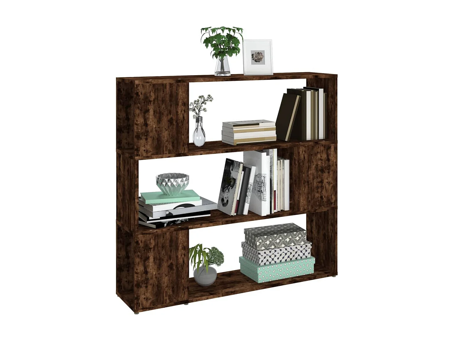 Libreria | Scaffale | Mobile di stoccaggio Divisorio Rovere Fumo 100x24x94 cm