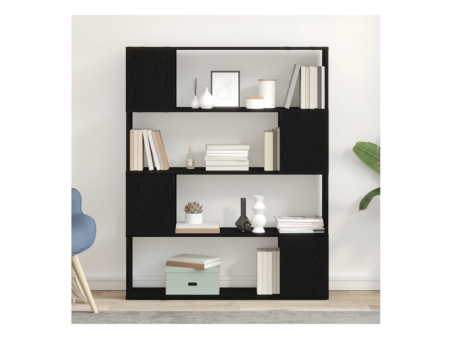 Armadio per Libri | Scaffale Libri | Mobile di stoccaggio Nero Rovere 100x24x124 cm in legno ingegnerizzato