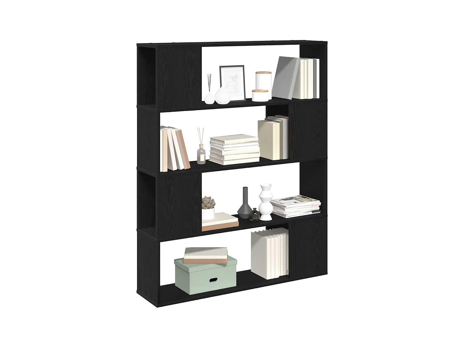 Armadio per Libri | Scaffale Libri | Mobile di stoccaggio Nero Rovere 100x24x124 cm in legno ingegnerizzato