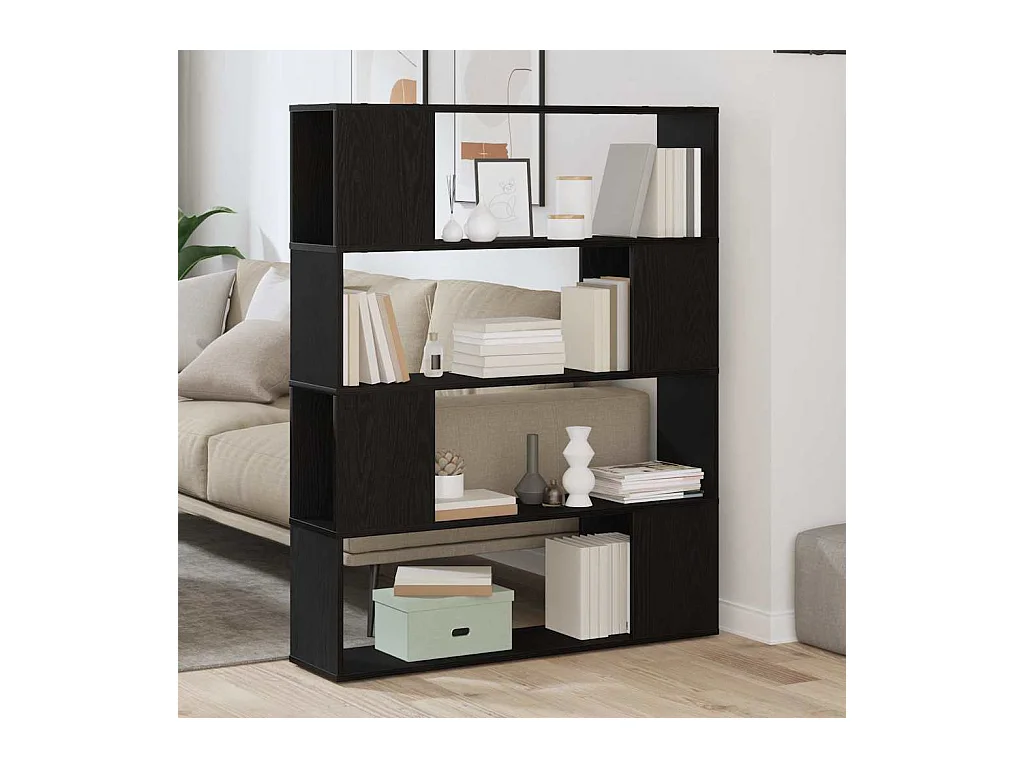 Armadio per Libri | Scaffale Libri | Mobile di stoccaggio Nero Rovere 100x24x124 cm in legno ingegnerizzato