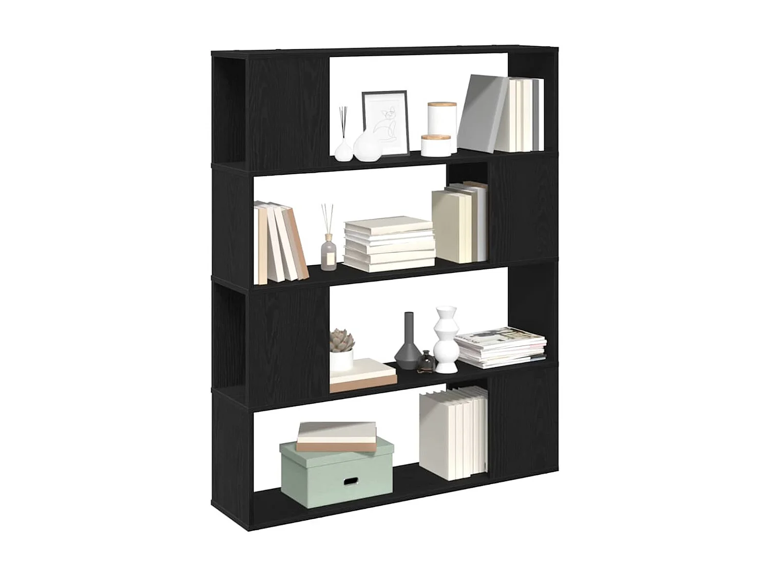 Armadio per Libri | Scaffale Libri | Mobile di stoccaggio Nero Rovere 100x24x124 cm in legno ingegnerizzato