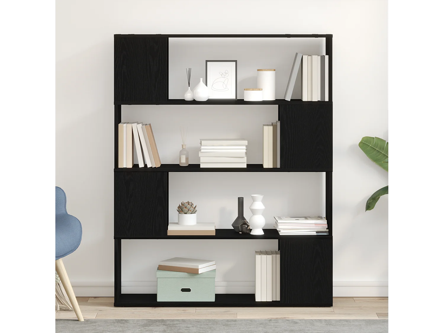Tv-meubelset | Tv-Banken | TV-kasten Zwart Eiken 100 x 24 x 124,5 cm Bewerkt hout