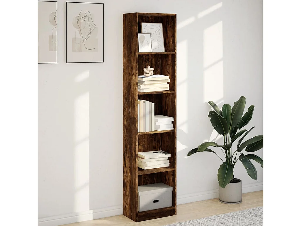 Libreria | Scaffale | Mobile di stoccaggio Rovere Fumo 40x24x176 cm in Legno Multistrato