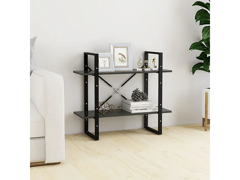 Bibliothèque | Etagère de rangement | Meuble de rangement à 2 niveaux Gris 80x30x70 cm bois d'ingénierie