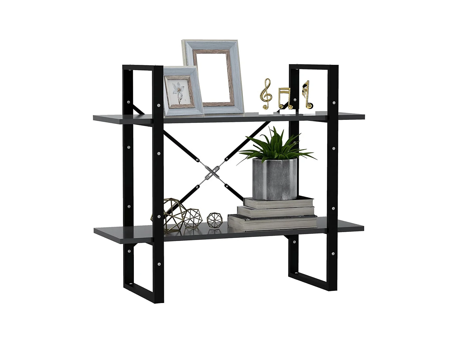 Bibliothèque | Etagère de rangement | Meuble de rangement à 2 niveaux Gris 80x30x70 cm bois d'ingénierie