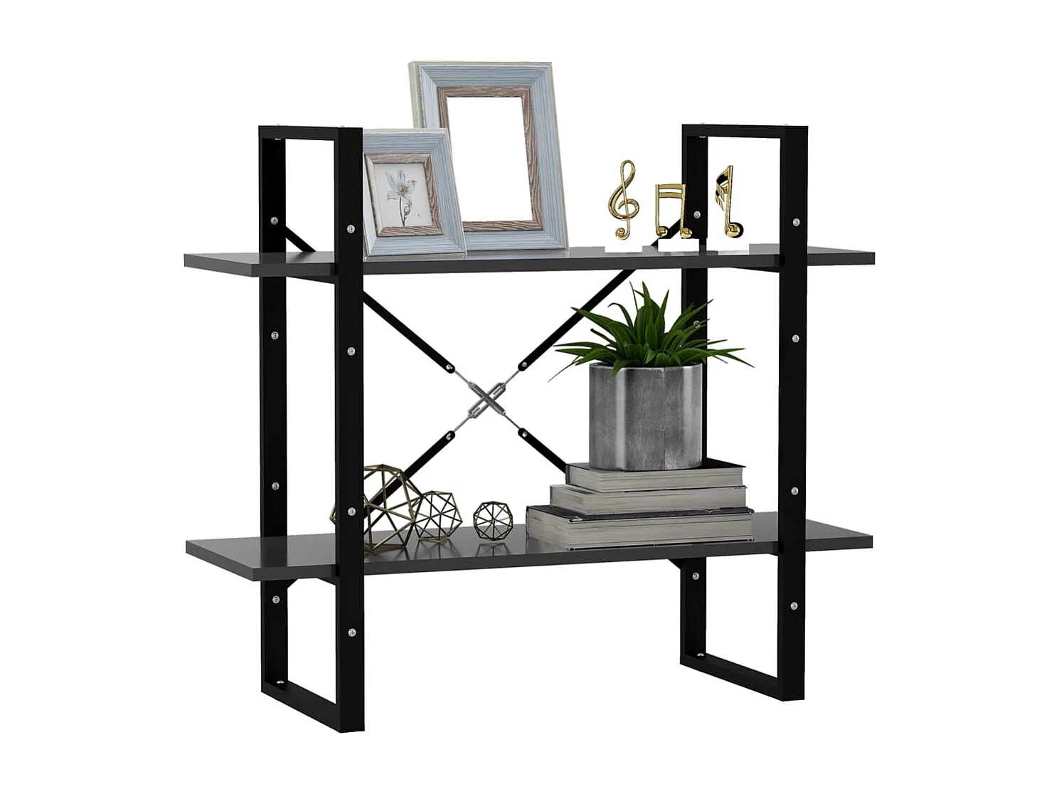 Bibliothèque | Etagère de rangement | Meuble de rangement à 2 niveaux Gris 80x30x70 cm bois d'ingénierie