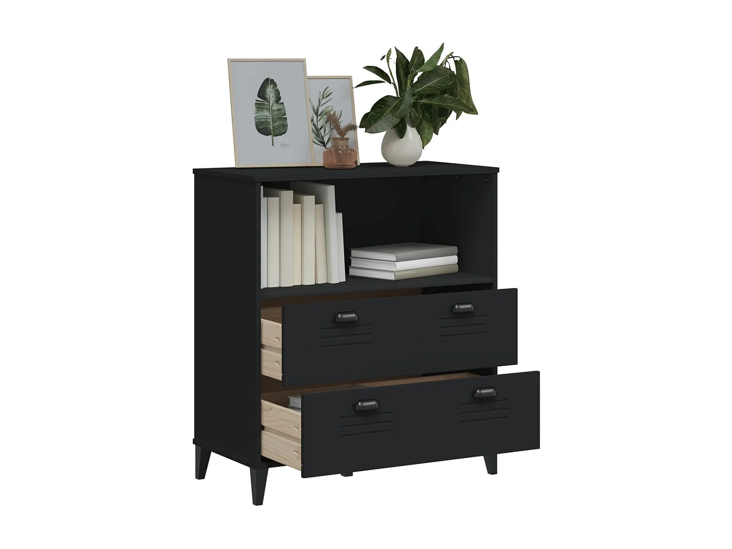 Libreria | Scaffale | Mobile di stoccaggio VIKEN Nera 80x40x80 cm in Legno Multistrato