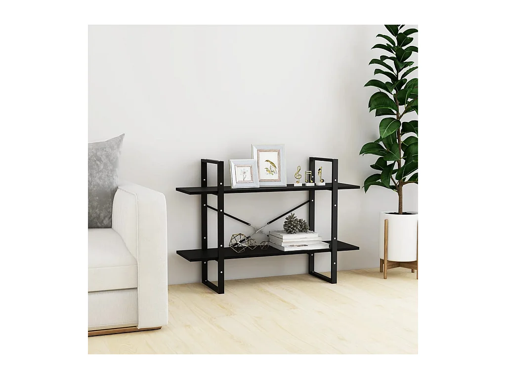 Bibliothèque | Etagère de rangement | Meuble de rangement à 2 niveaux Noir 100x30x70 cm Bois de pin massif