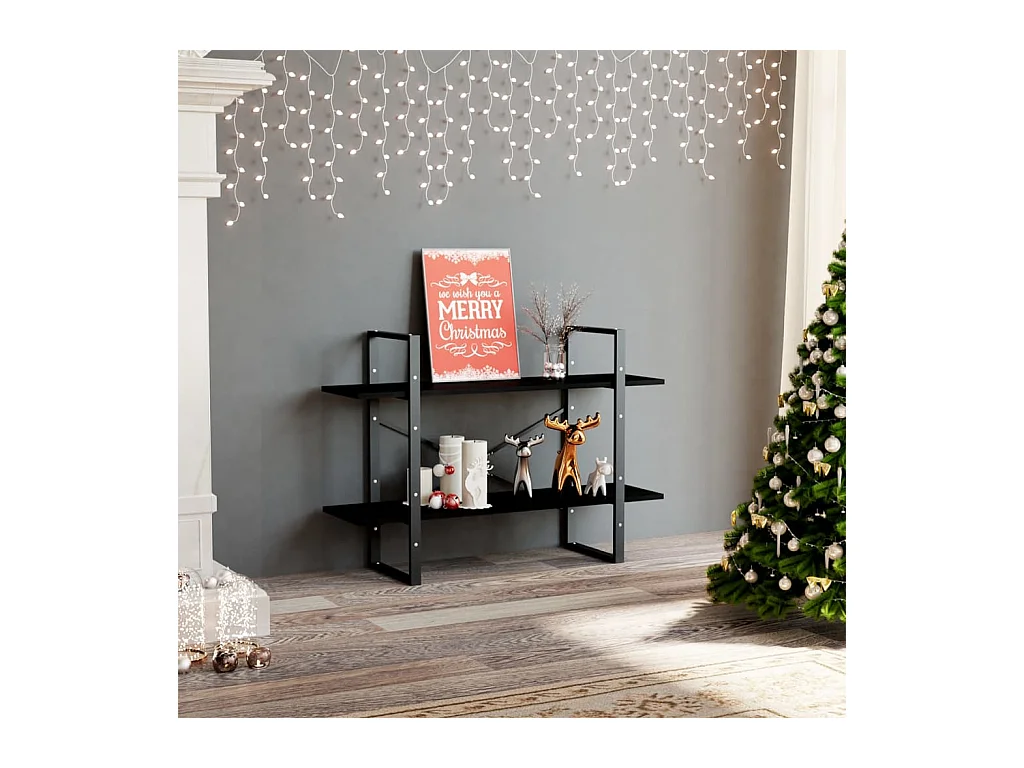 Bibliothèque | Etagère de rangement | Meuble de rangement à 2 niveaux Noir 100x30x70 cm Bois de pin massif