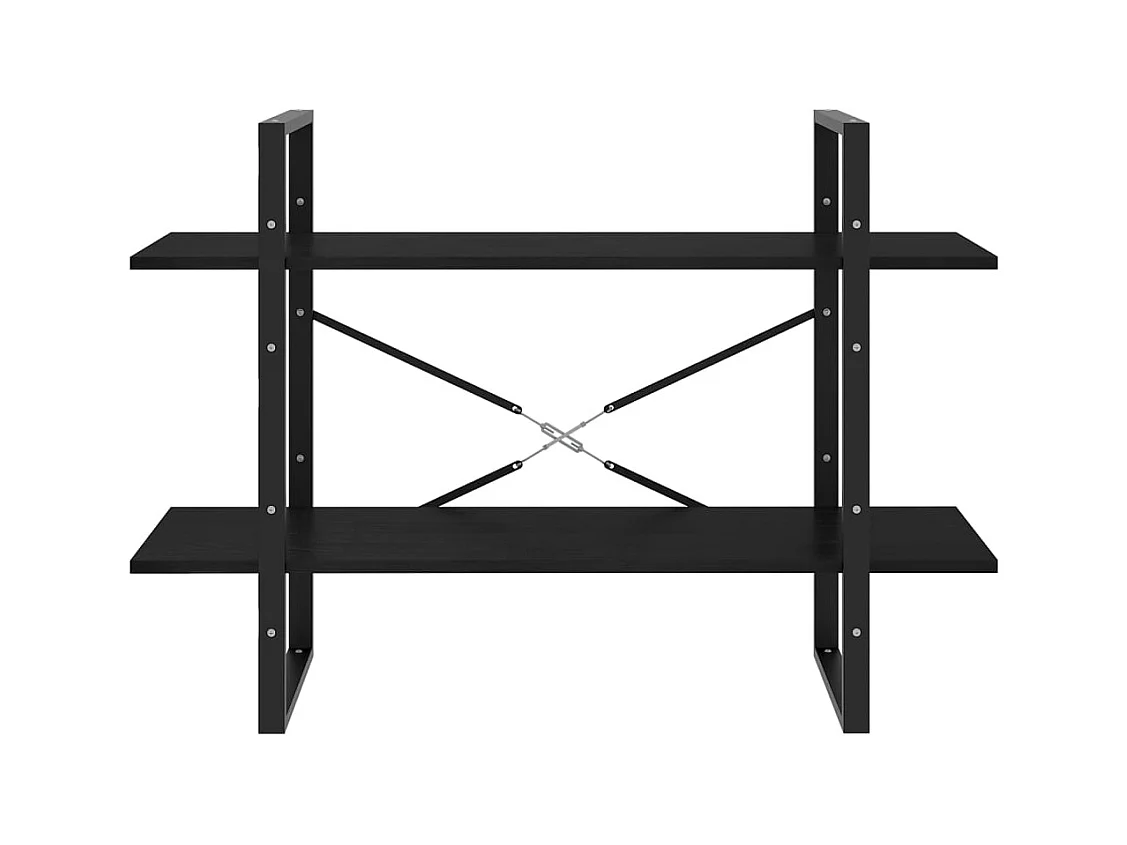 Bibliothèque | Etagère de rangement | Meuble de rangement à 2 niveaux Noir 100x30x70 cm Bois de pin massif