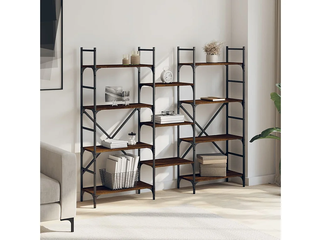 Libreria | Scaffale | Mobile di stoccaggio Rovere Marrone 160x28,5x136,5 cm in Legno Multistrato