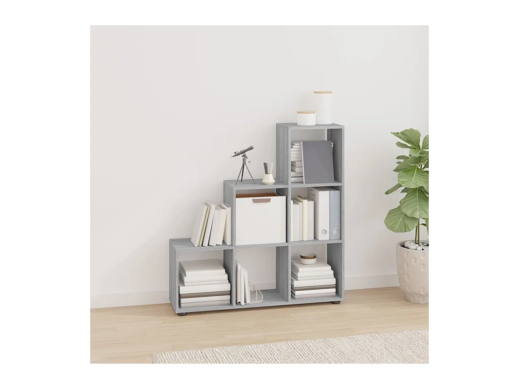 Libreria | Scaffale | Mobile di stoccaggio a Scala Grigio Sonoma 107 cm in Legno Multistrato