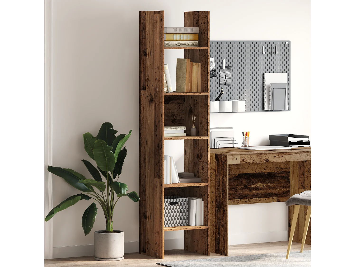 Bibliothèque | Etagère de rangement | Meuble de rangement Bois ancien 40 x 35 x 180 cm Bois d'ingénierie