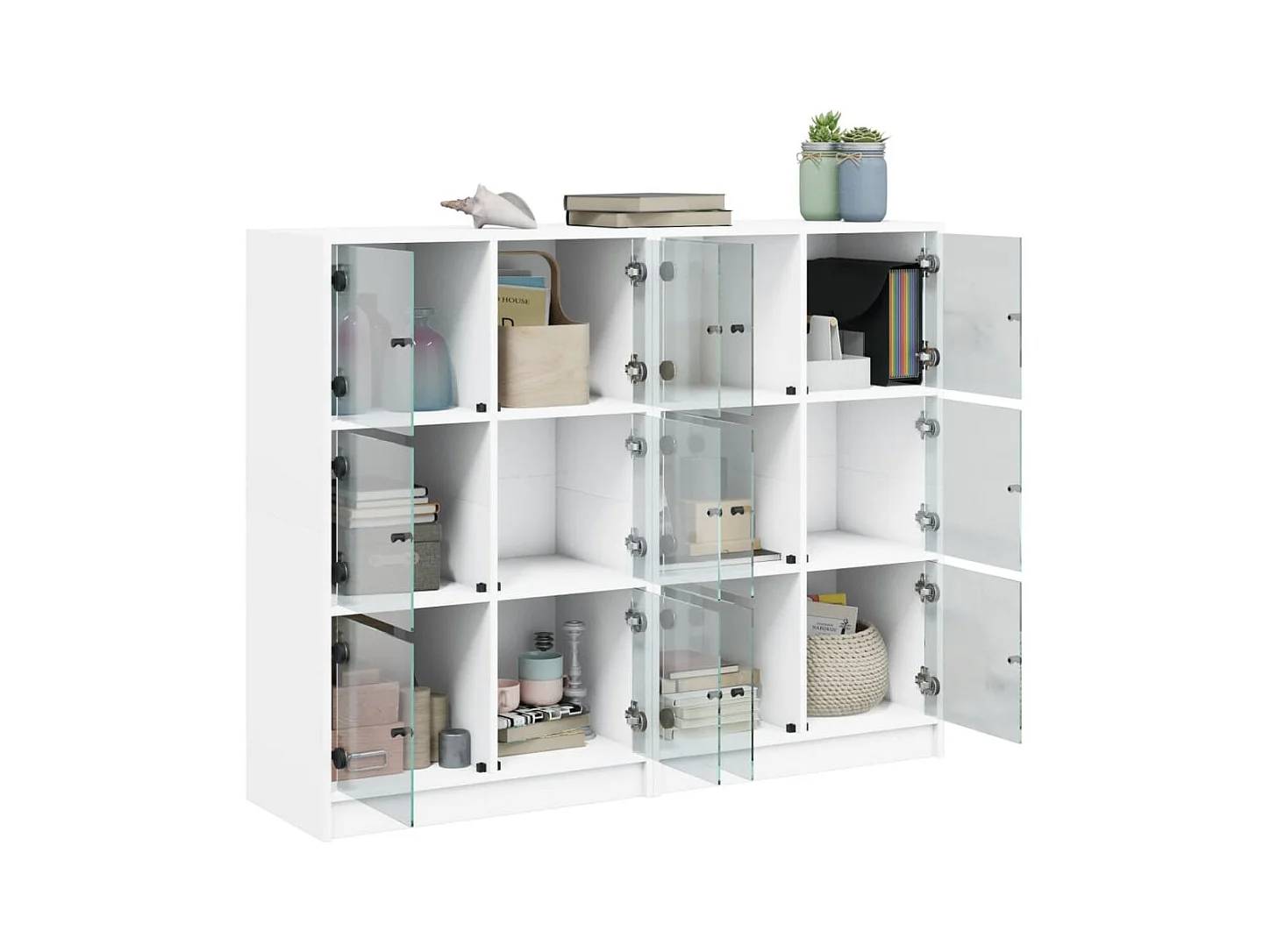 Libreria | Scaffale | Mobile di stoccaggio con Ante Bianca 136x37x109 cm in Legno Multistrato