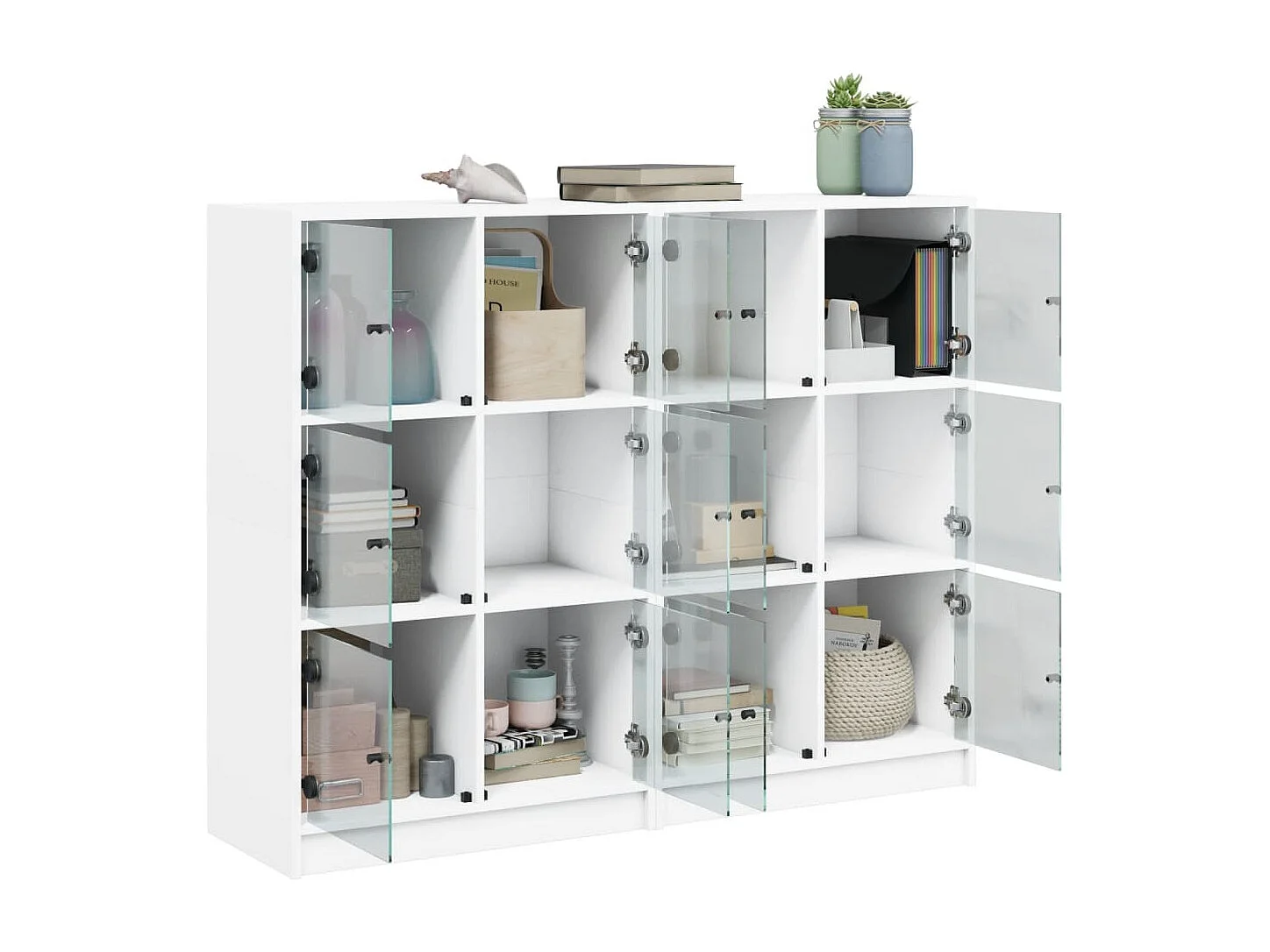 Bibliothèque | Etagère de rangement | Meuble de rangement avec portes blanc 136x37x109 cm bois d'ingénierie